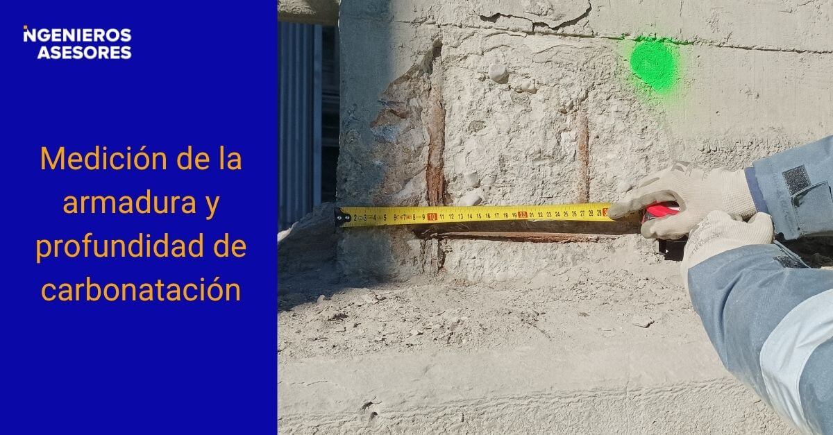 Medición de la armadura en el proceso de medición del grado de carbonatación