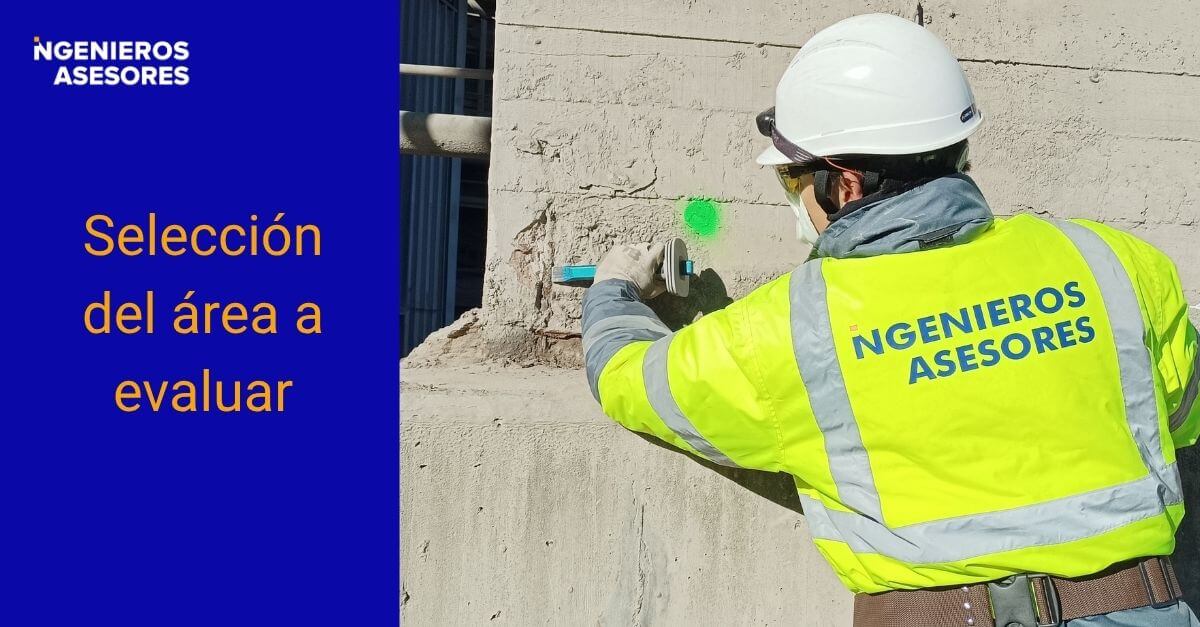 Selección del area a evaluar en el proceso de medición del grado de carbonatación